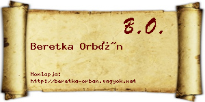 Beretka Orbán névjegykártya